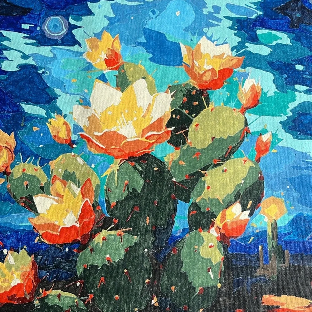 Night Blooming Cactus Painting